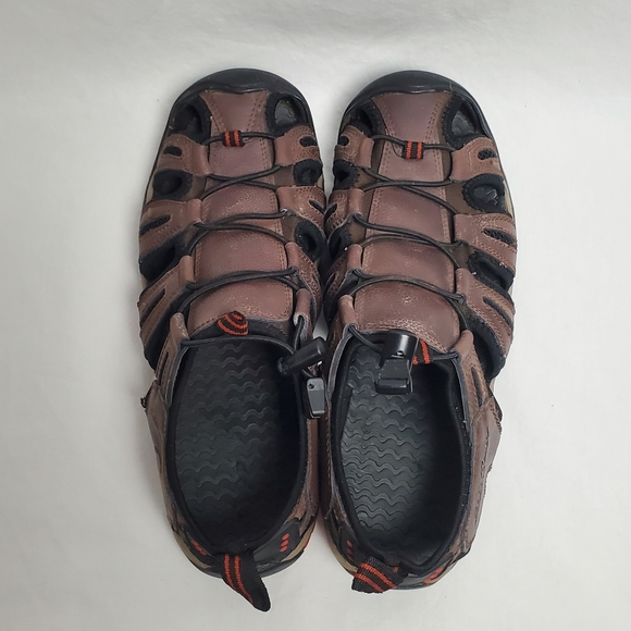 Eddie Bauer Men's Troy Brown Leather Bump Toe Cinch Cord Sandals Size 9 - Picture 6 of 12